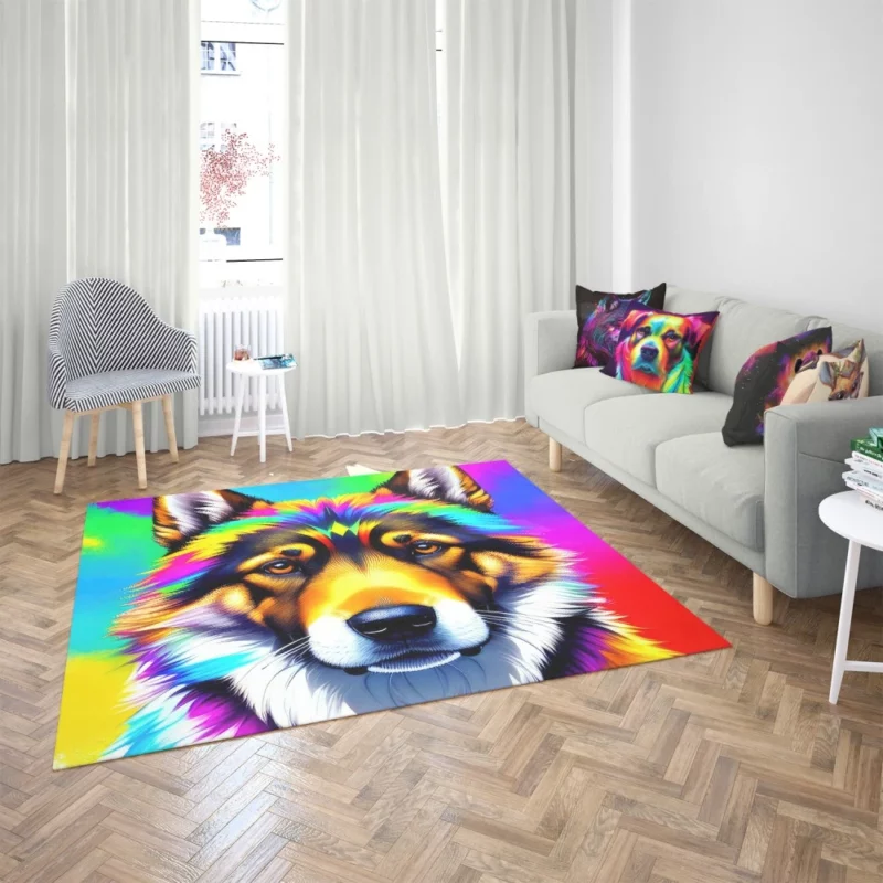 Rainbow German Shepherd Print Rug 2