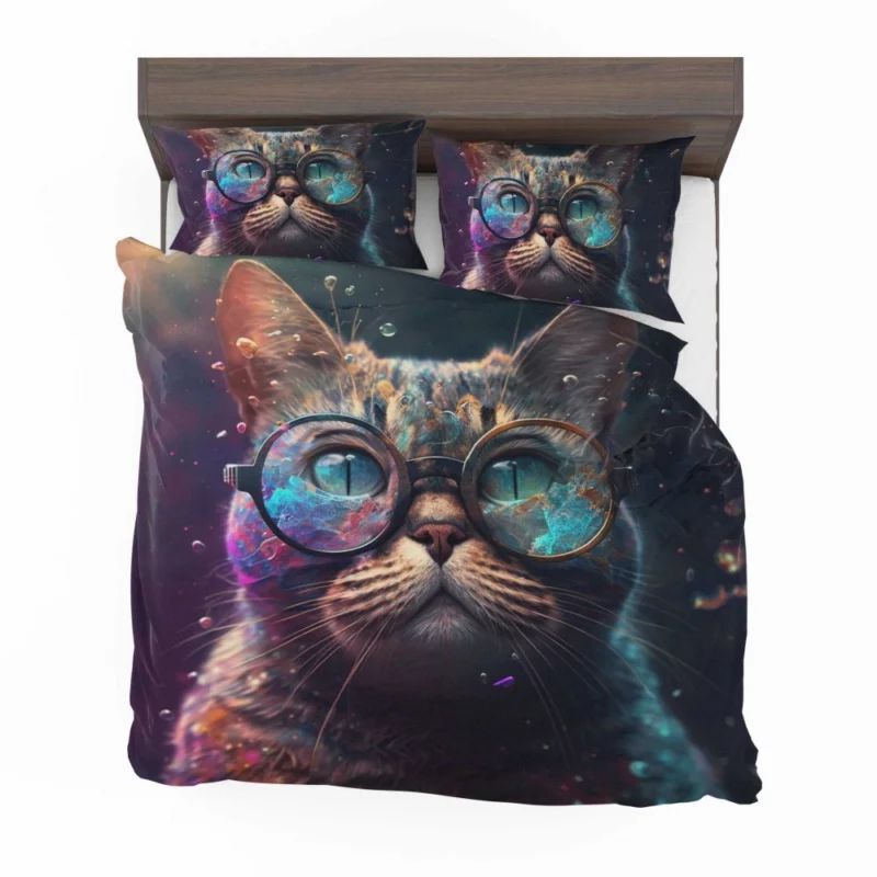 Rainbow Glasses Cat Bedding Set 2