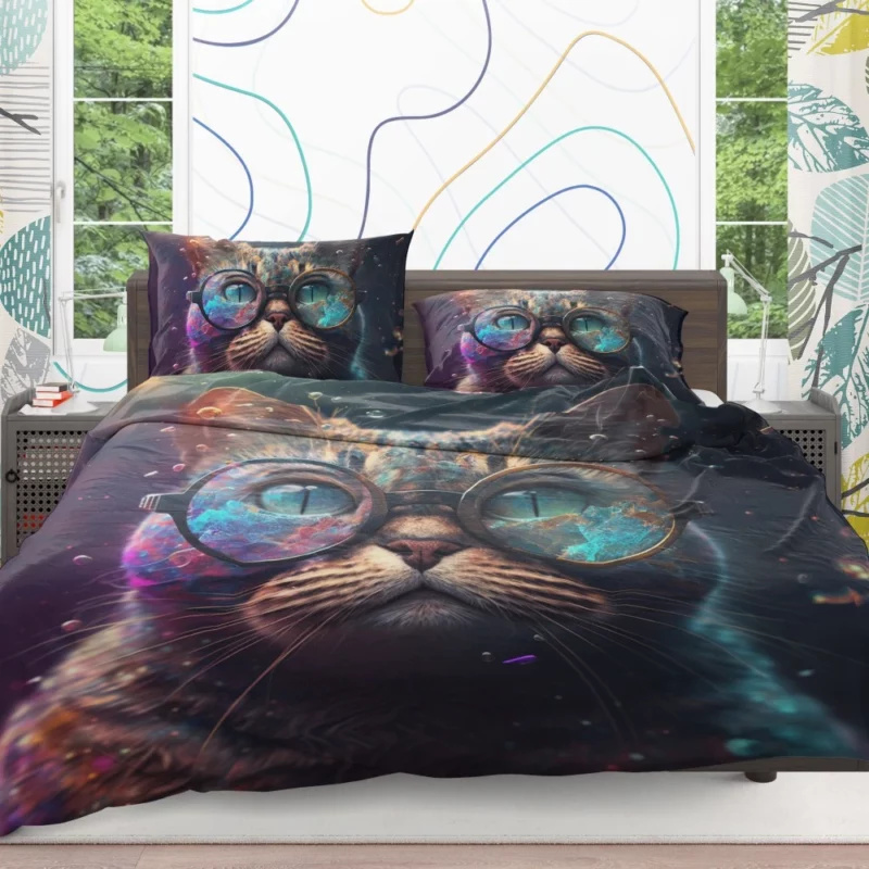 Rainbow Glasses Cat Bedding Set