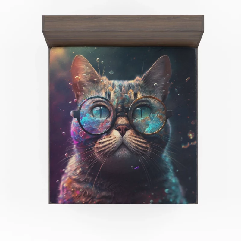 Rainbow Glasses Cat Fitted Sheet