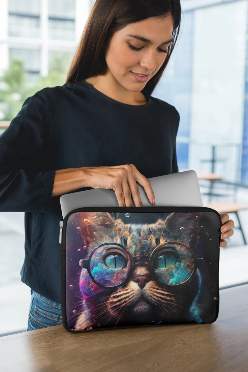 Rainbow Glasses Cat Laptop Sleeve 1