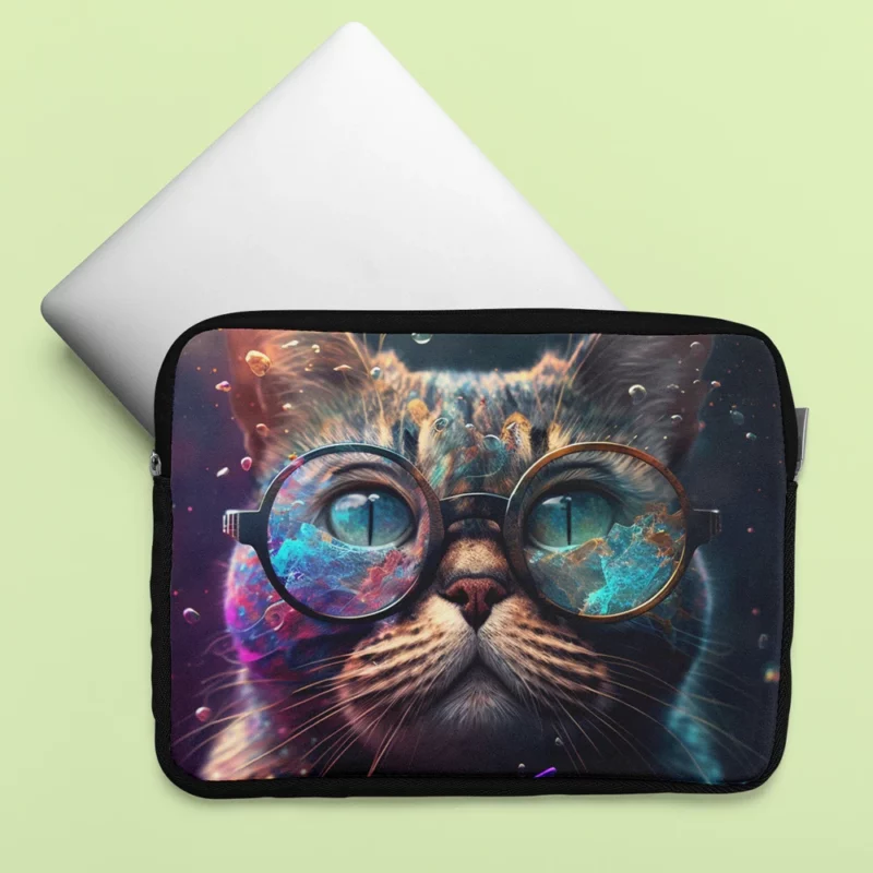 Rainbow Glasses Cat Laptop Sleeve