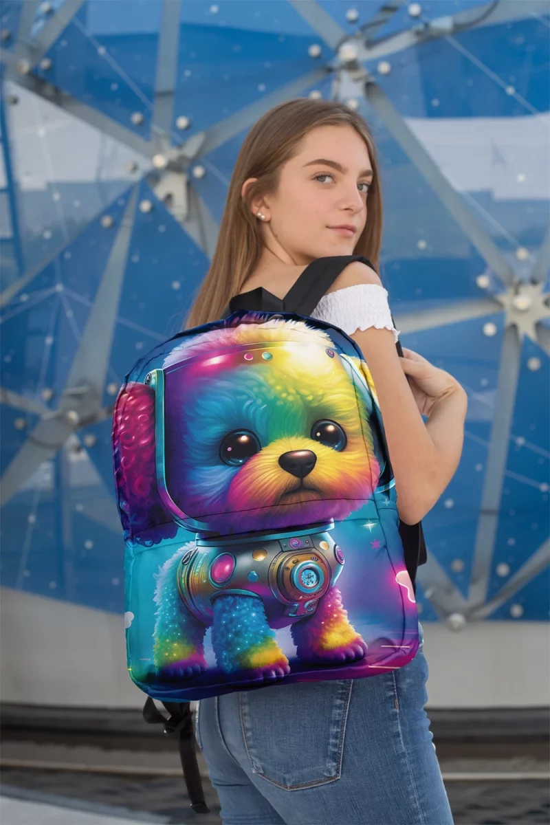 Rainbow Headphones Dog Print Backpack 2