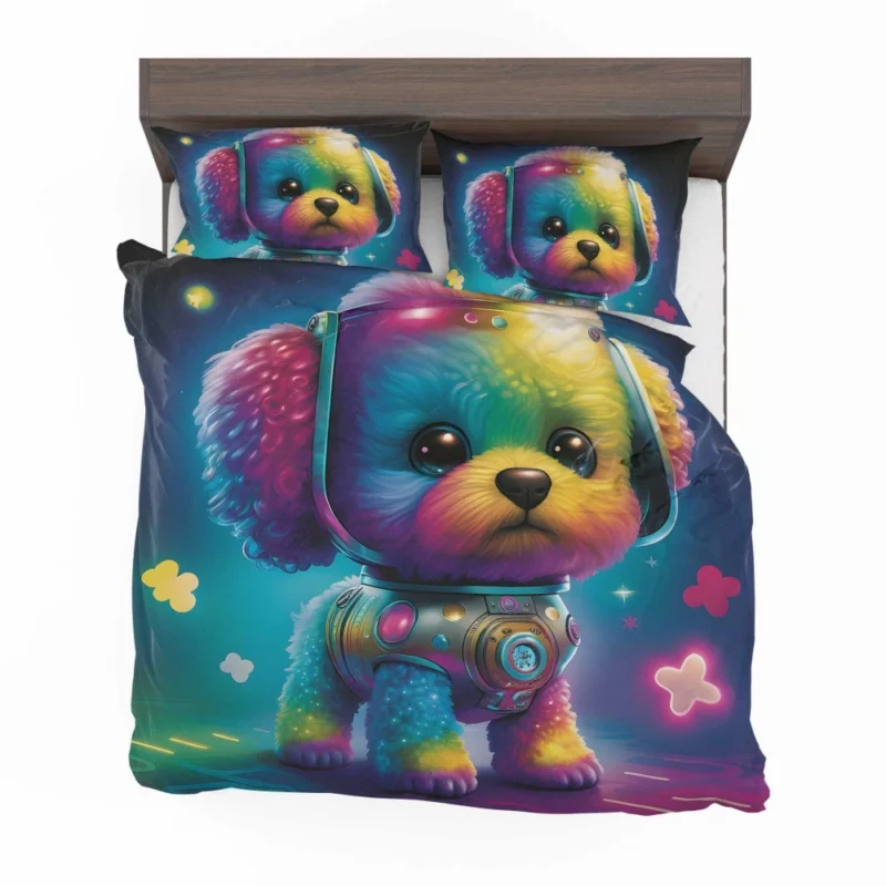 Rainbow Headphones Dog Print Bedding Set 2