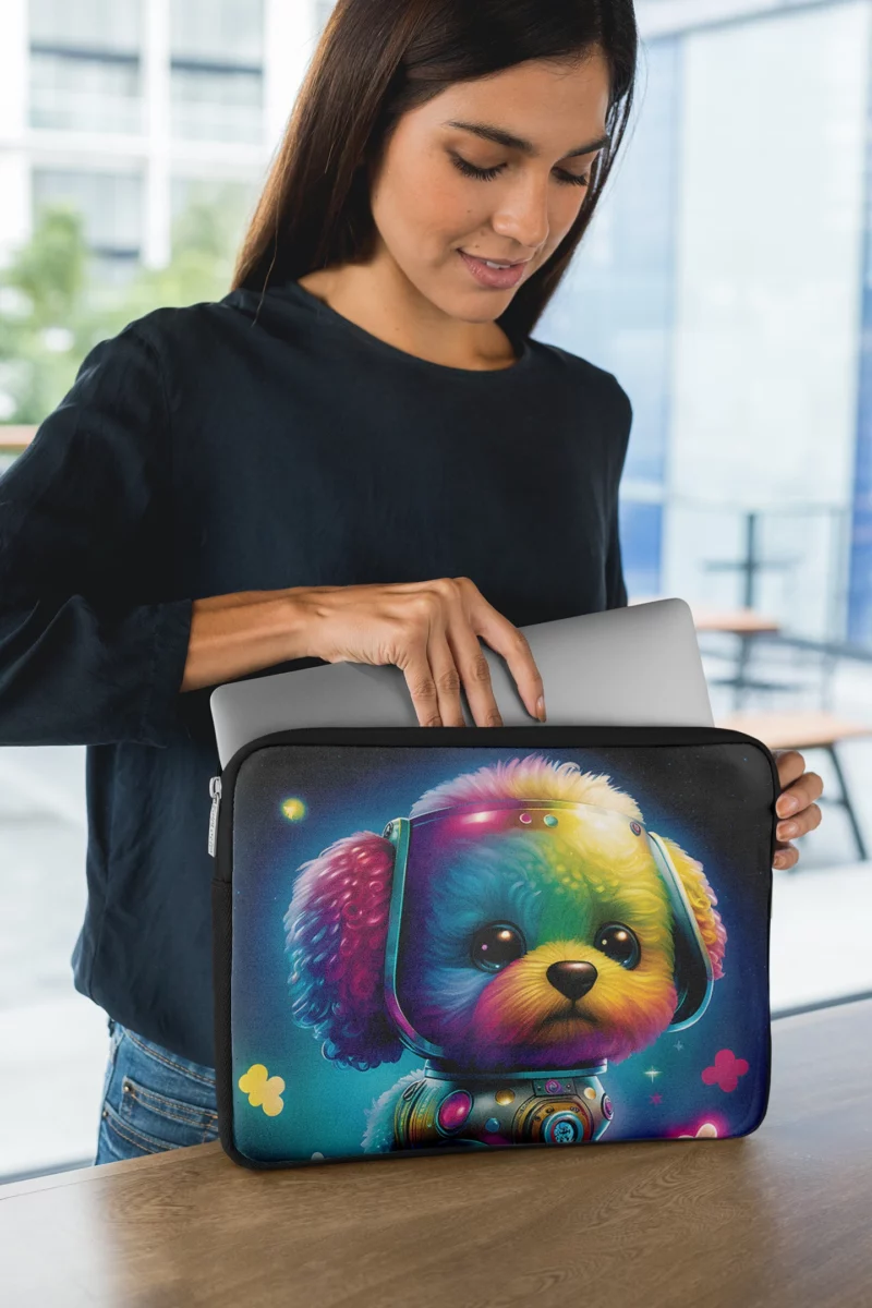 Rainbow Headphones Dog Print Laptop Sleeve 1