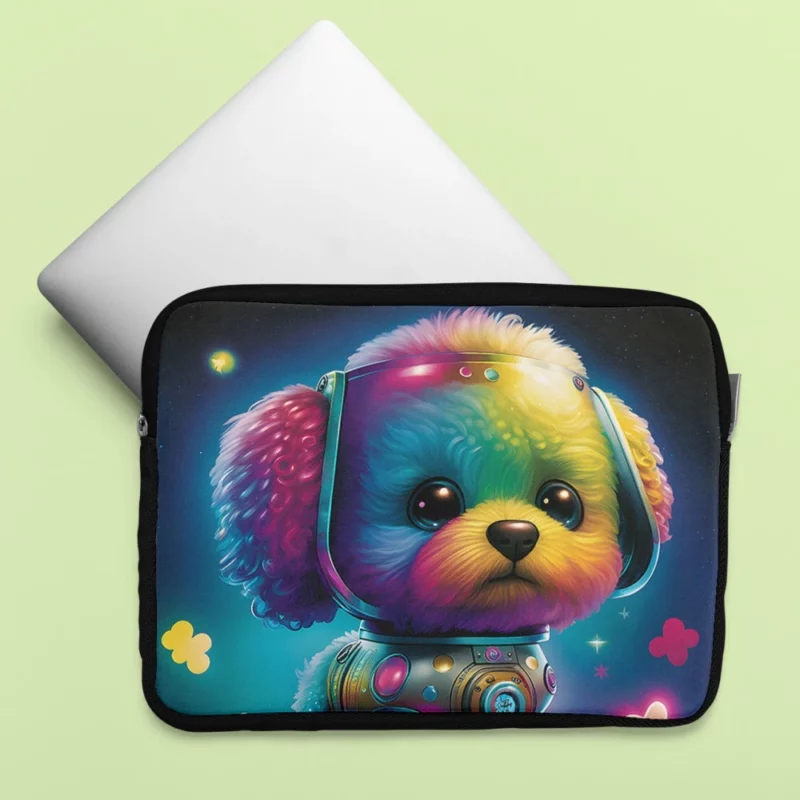 Rainbow Headphones Dog Print Laptop Sleeve