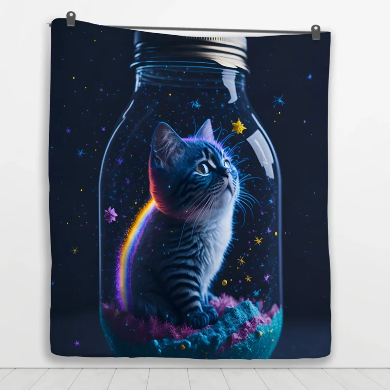 Rainbow Jar Cat Quilt Blanket 1