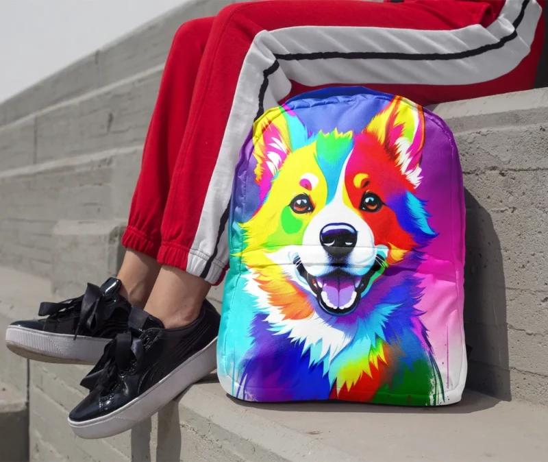 Rainbow Realistic Corgi Figurine Backpack 1