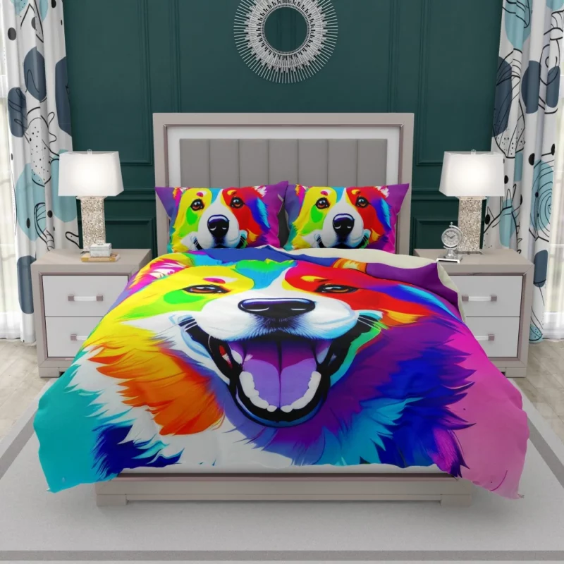 Rainbow Realistic Corgi Figurine Bedding Set 1