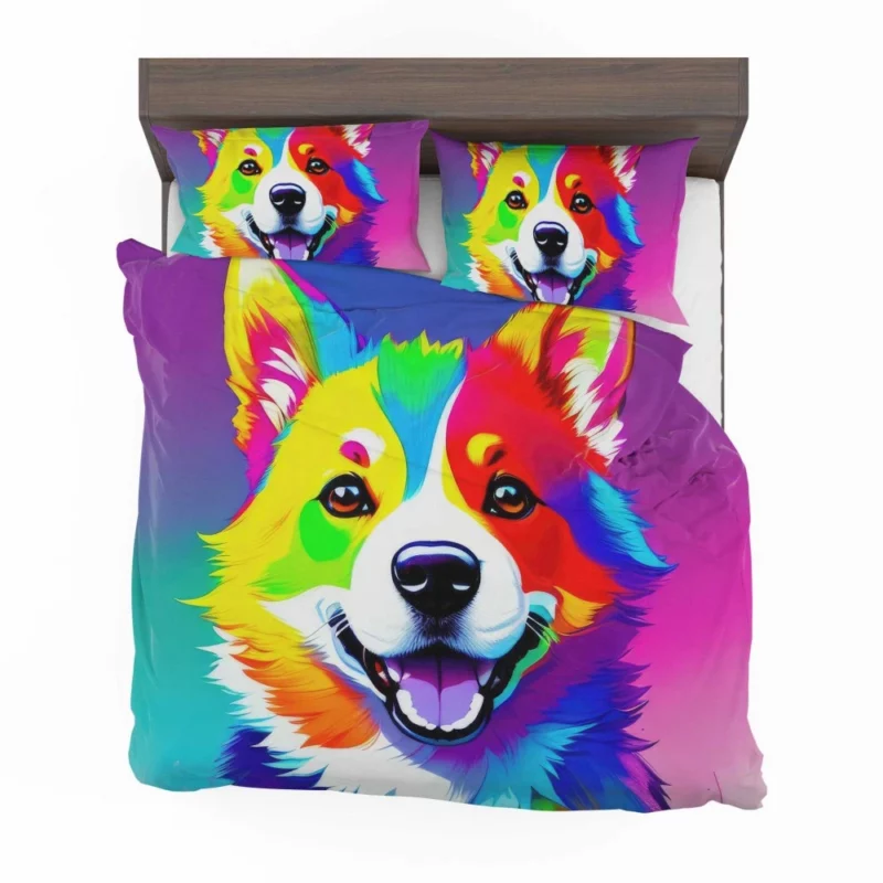 Rainbow Realistic Corgi Figurine Bedding Set 2