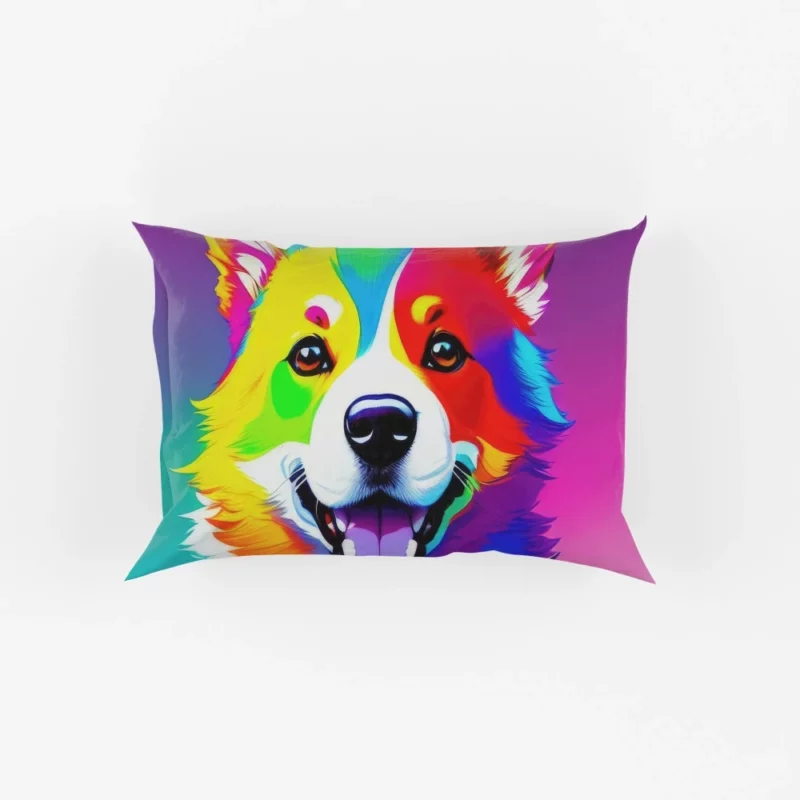 Rainbow Realistic Corgi Figurine Pillow Cases