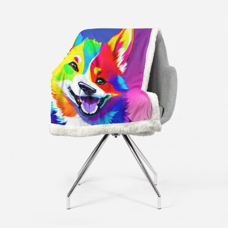 Rainbow Realistic Corgi Figurine Sherpa Fleece Blanket 1