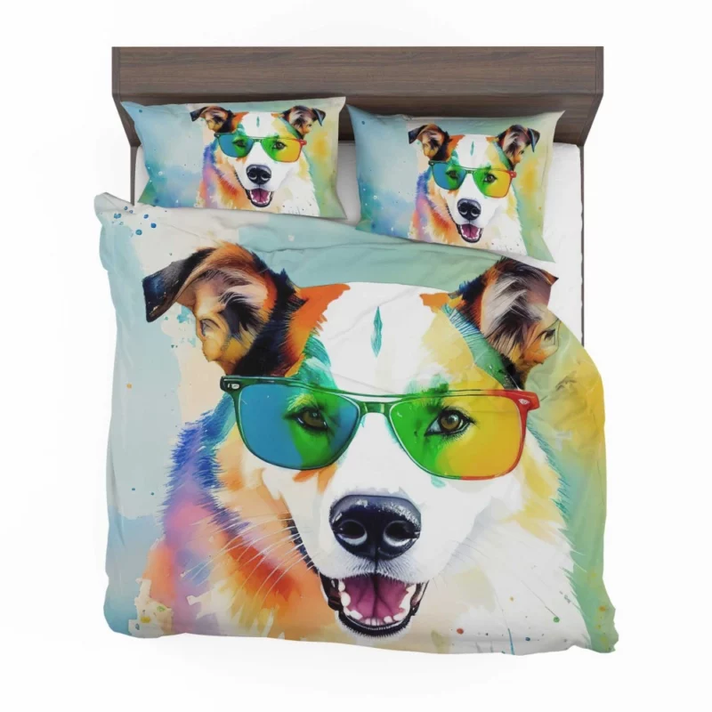 Rainbow Shades with Furry Puppy Bedding Set 2