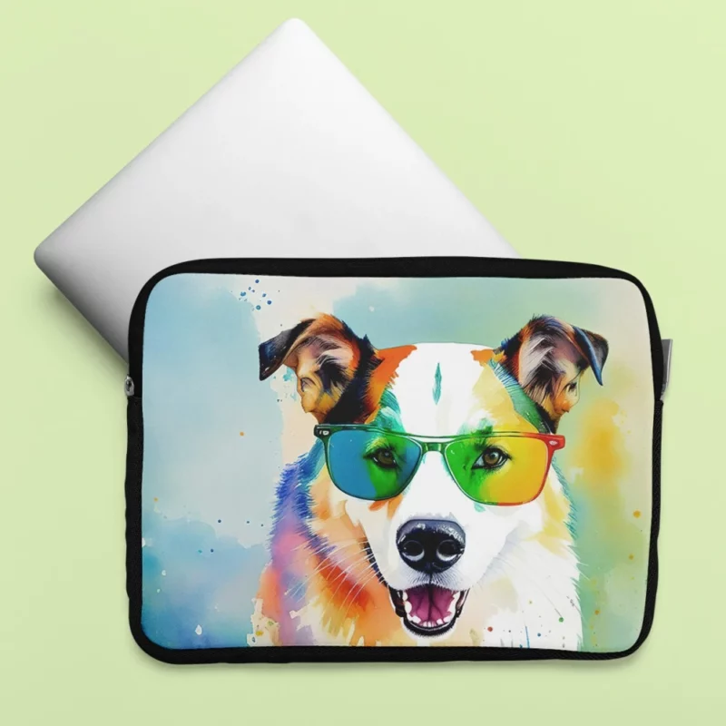 Rainbow Shades with Furry Puppy Laptop Sleeve