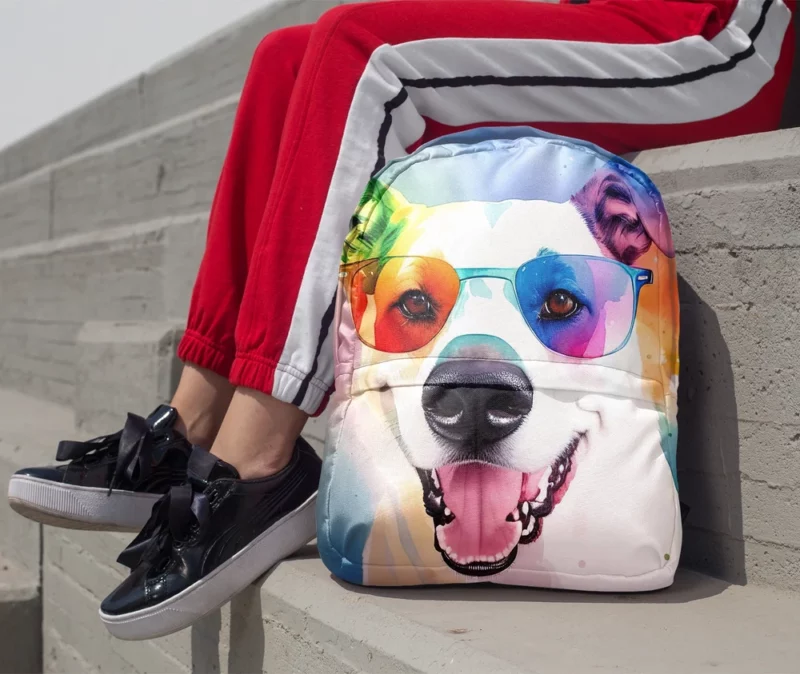 Rainbow Sunglasses Dog Watercolor Print Backpack 1