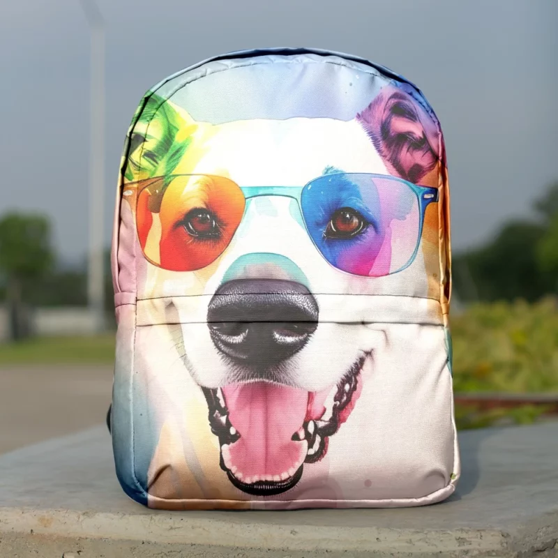 Rainbow Sunglasses Dog Watercolor Print Backpack