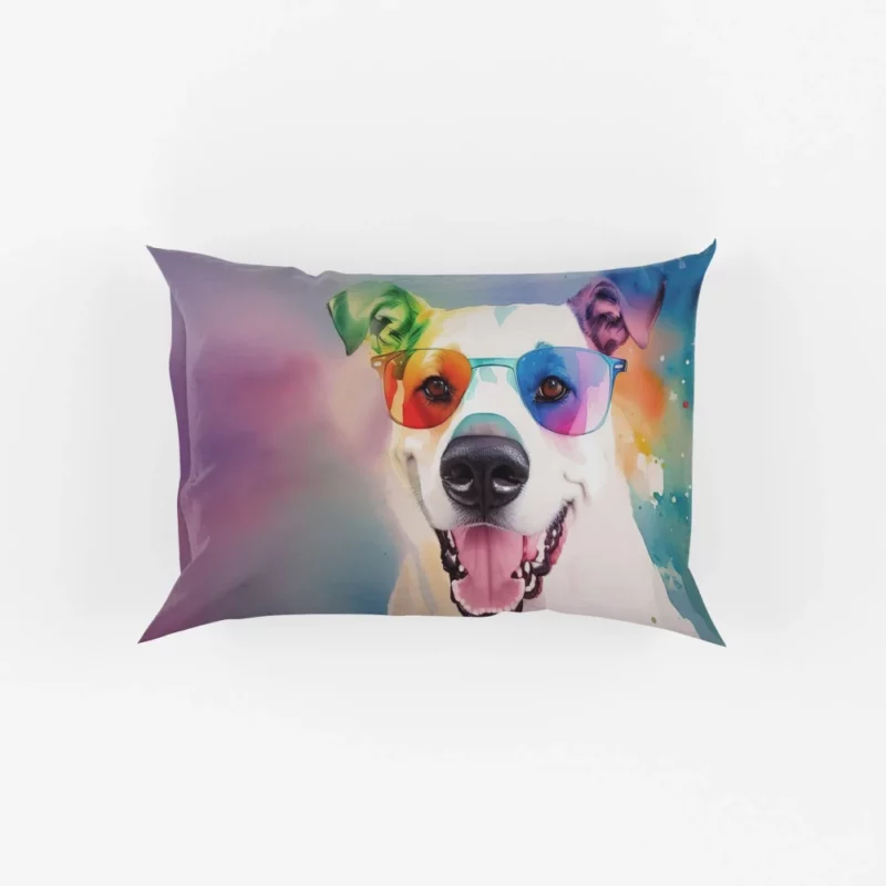 Rainbow Sunglasses Dog Watercolor Print Pillow Cases