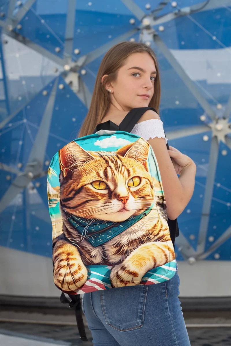 Realistic Cat Sketch on Vacation Backpack 2