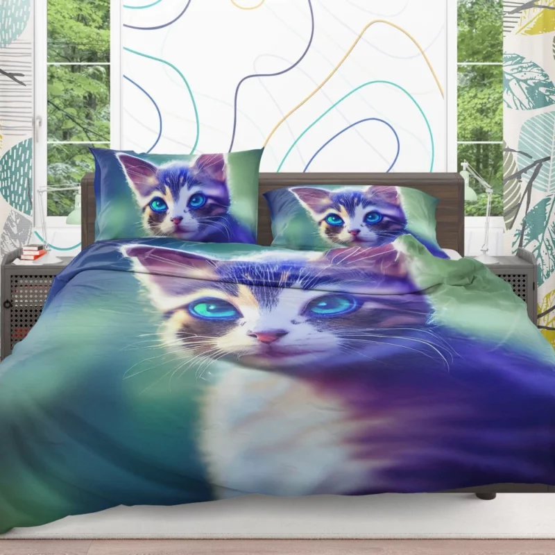 Realistic Cute Kitten Art Bedding Set