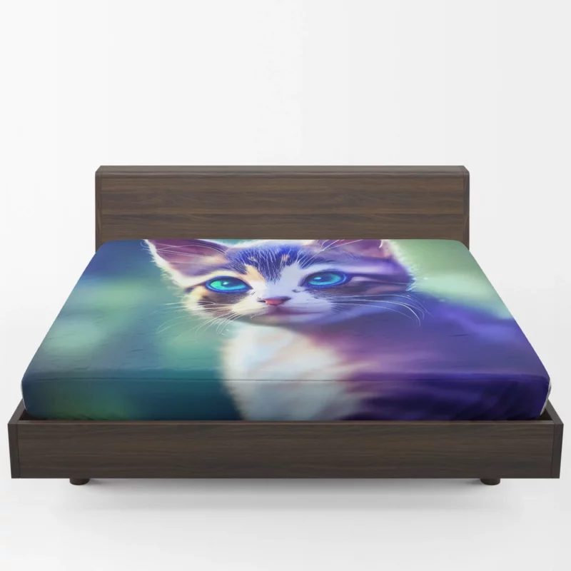 Realistic Cute Kitten Art Fitted Sheet 1