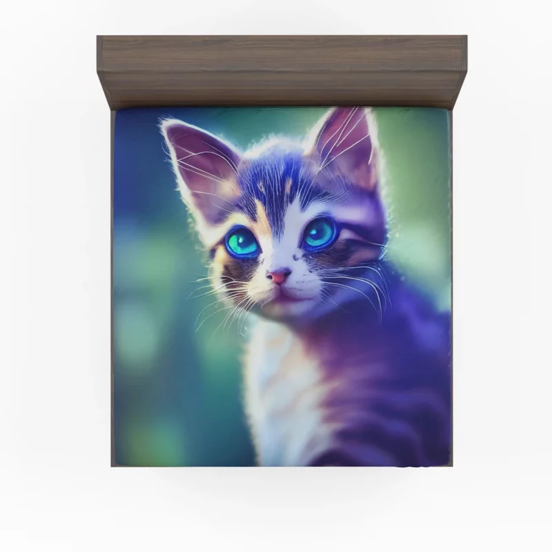 Realistic Cute Kitten Art Fitted Sheet