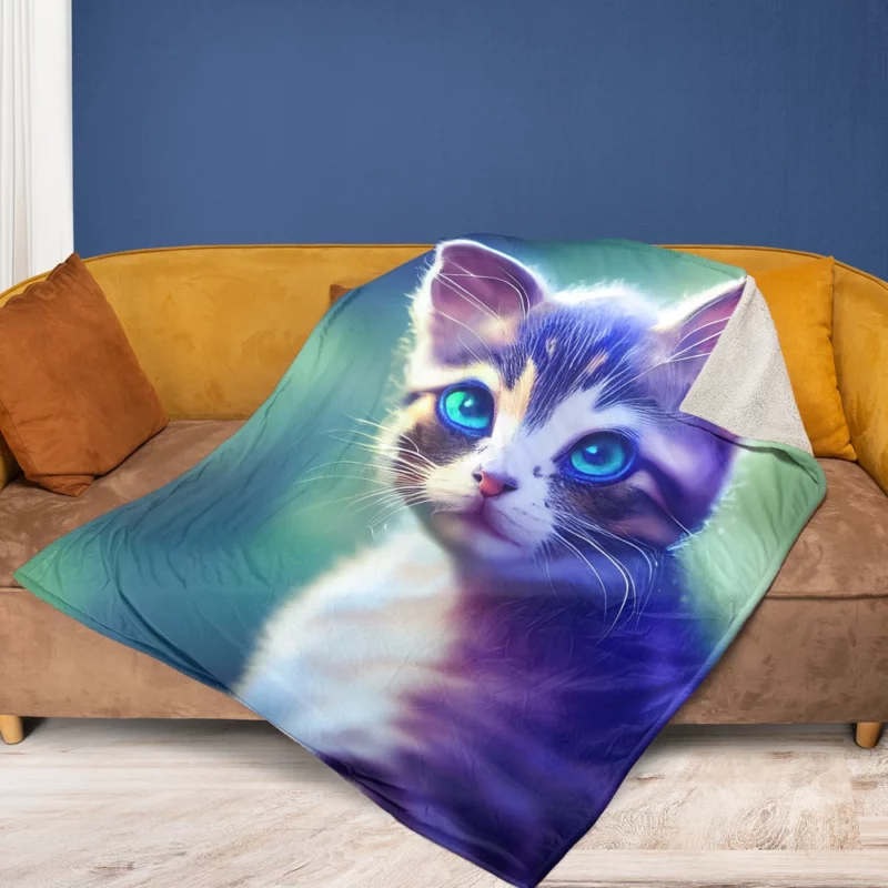 Realistic Cute Kitten Art Fleece Blanket 1