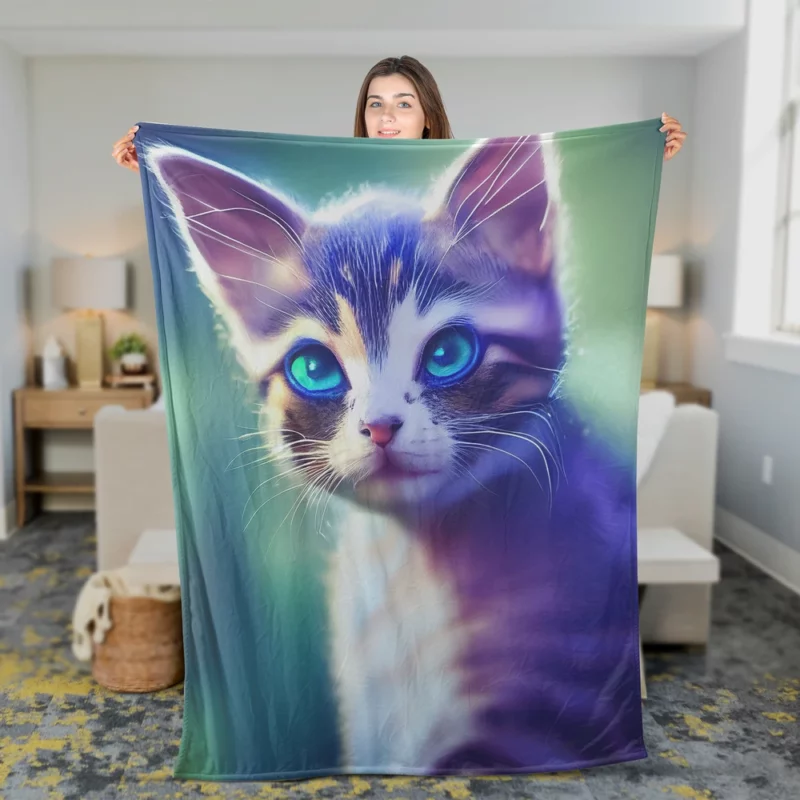 Realistic Cute Kitten Art Fleece Blanket 2