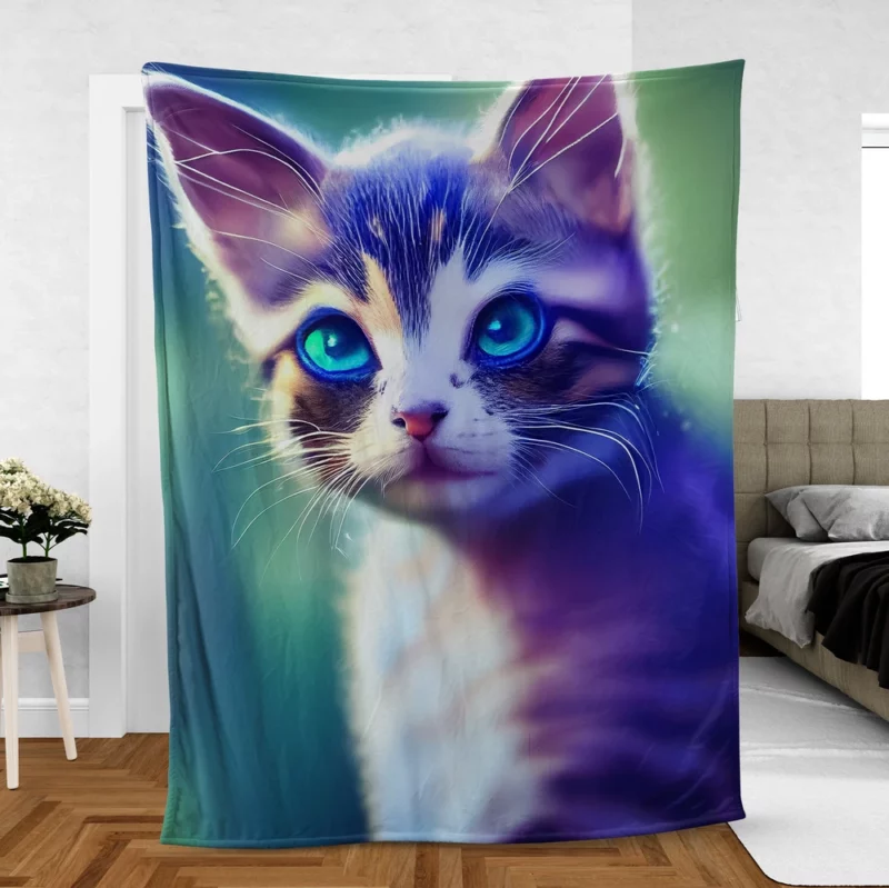 Realistic Cute Kitten Art Fleece Blanket