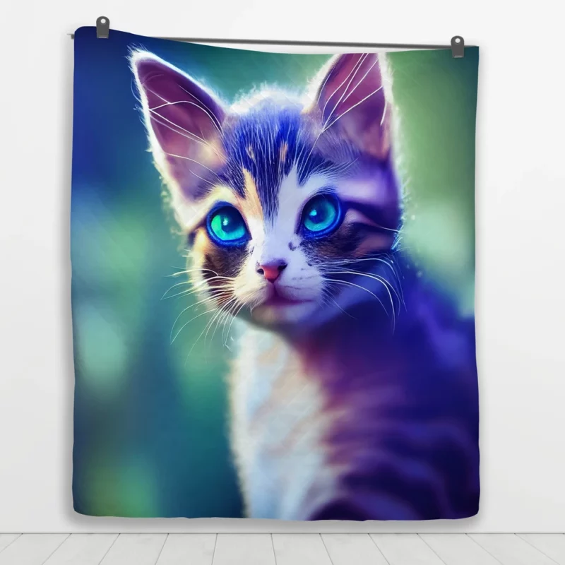 Realistic Cute Kitten Art Quilt Blanket 1