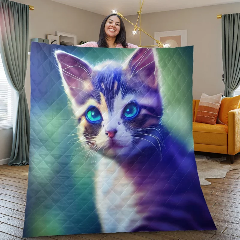 Realistic Cute Kitten Art Quilt Blanket