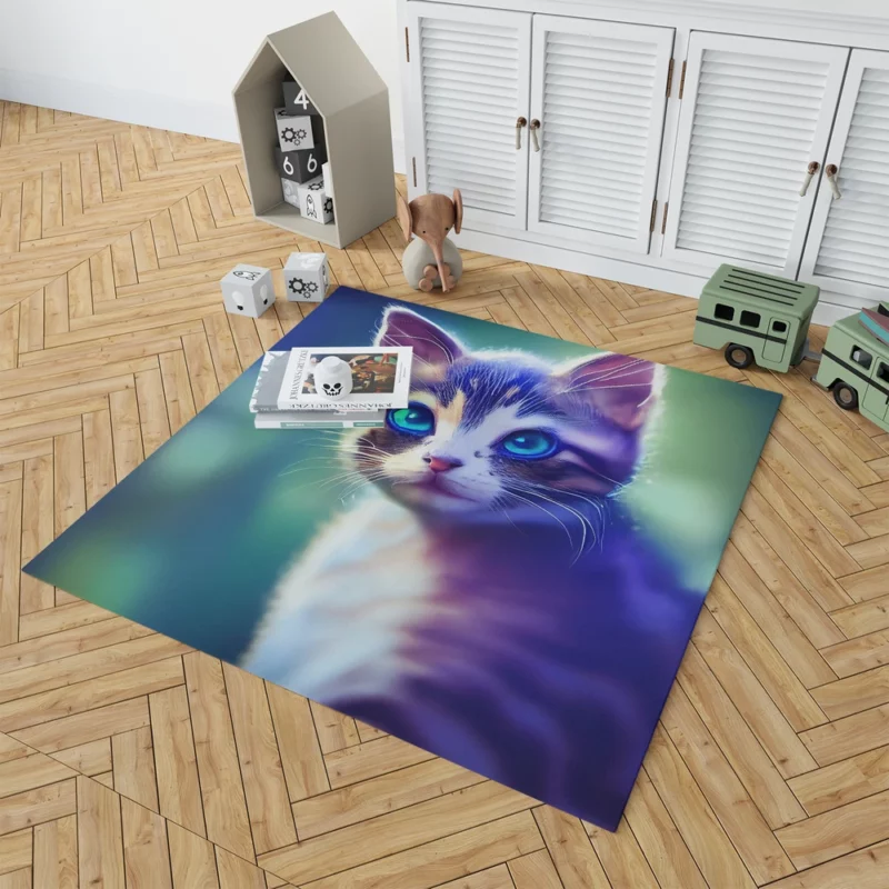 Realistic Cute Kitten Art Rug 1