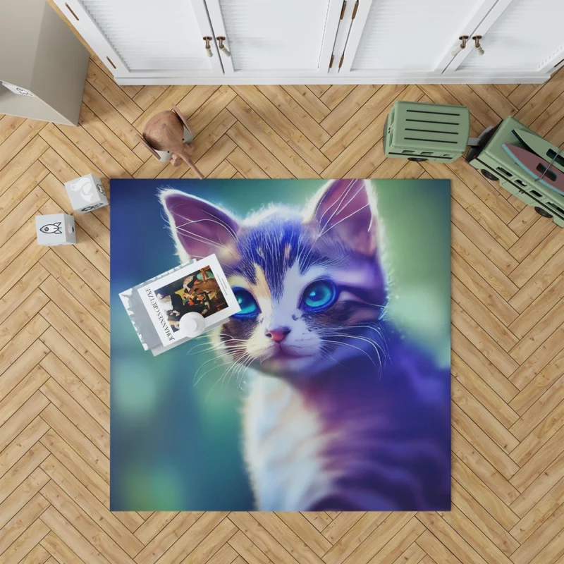 Realistic Cute Kitten Art Rug