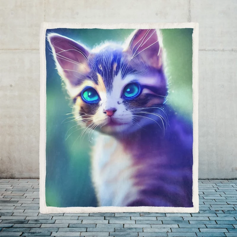 Realistic Cute Kitten Art Sherpa Fleece Blanket