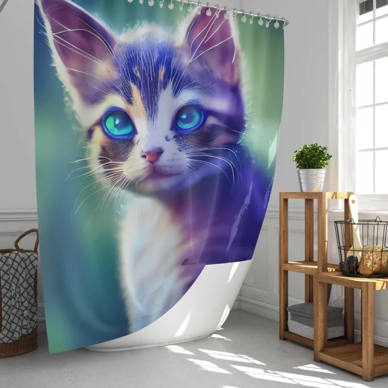 Realistic Cute Kitten Art Shower Curtain