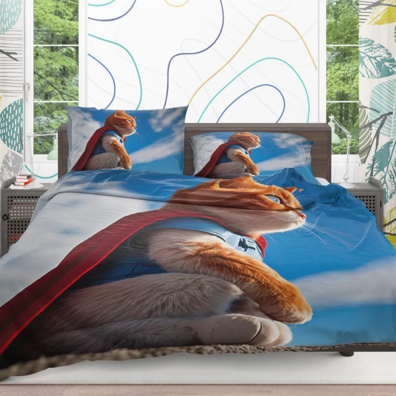 Red-Capped Kitten Superhero Bedding Set