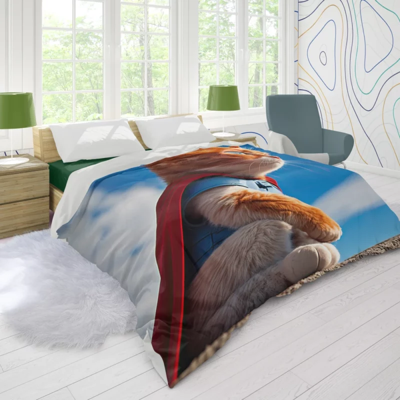 Red-Capped Kitten Superhero Duvet Cover