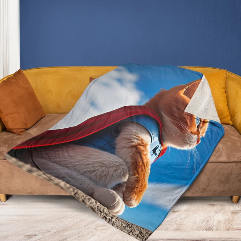 Red-Capped Kitten Superhero Fleece Blanket 1