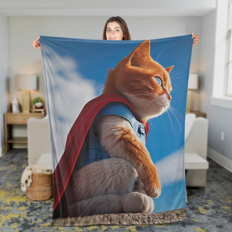 Red-Capped Kitten Superhero Fleece Blanket 2