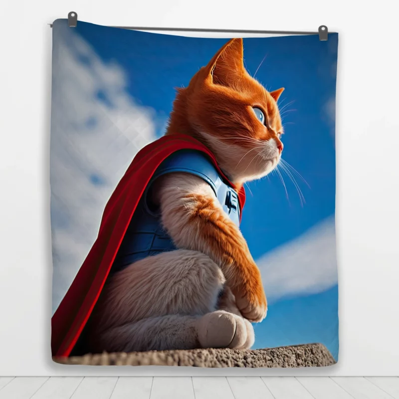 Red-Capped Kitten Superhero Quilt Blanket 1