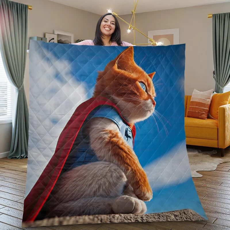 Red-Capped Kitten Superhero Quilt Blanket