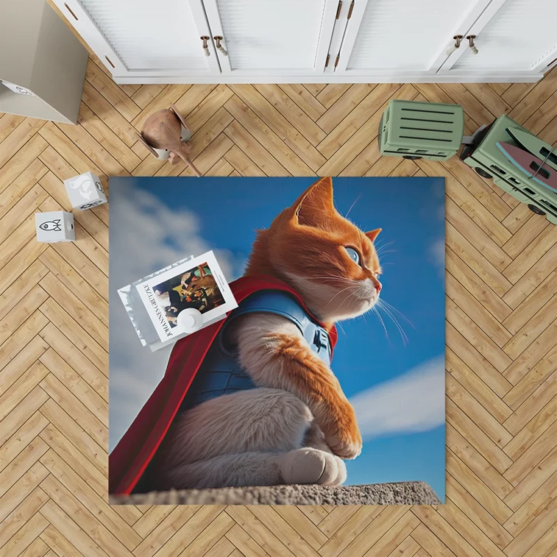 Red-Capped Kitten Superhero Rug