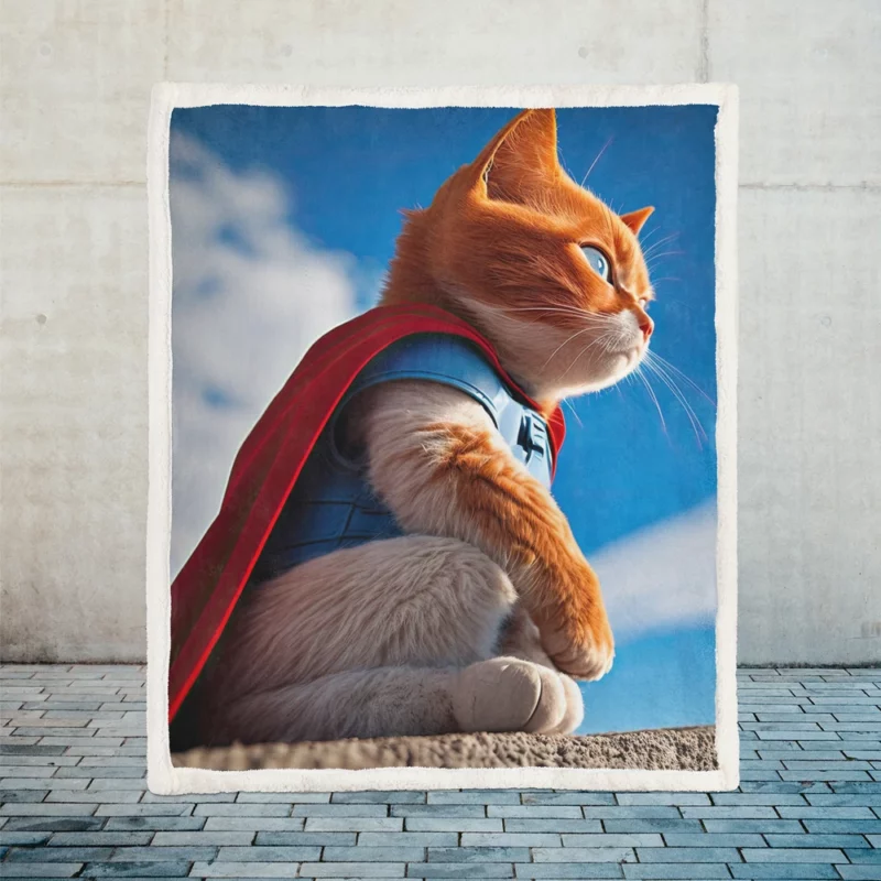 Red-Capped Kitten Superhero Sherpa Fleece Blanket