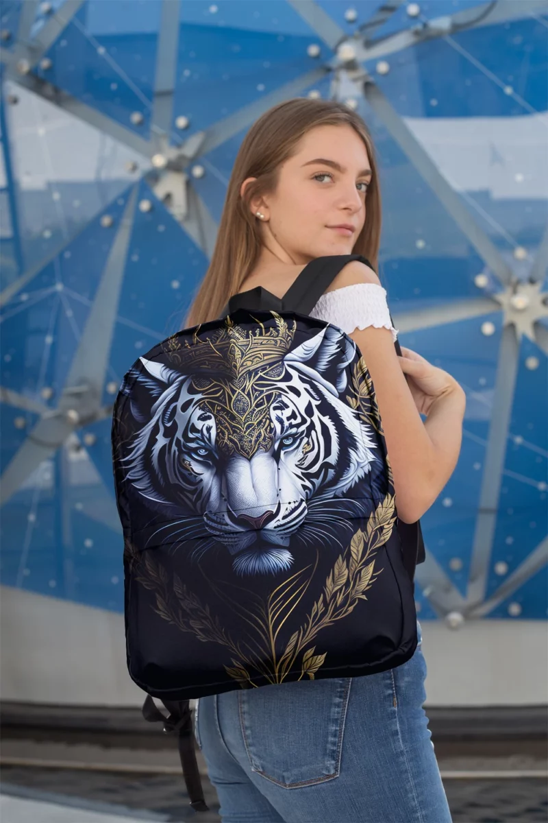 Regal White Tiger with Golden Crown Backpack 2