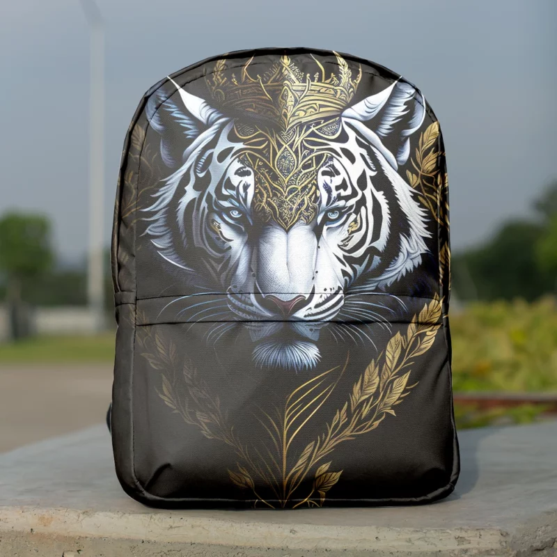 Regal White Tiger with Golden Crown Backpack