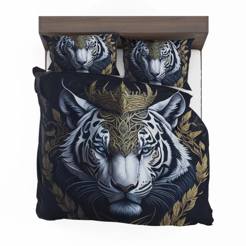 Regal White Tiger with Golden Crown Bedding Set 2