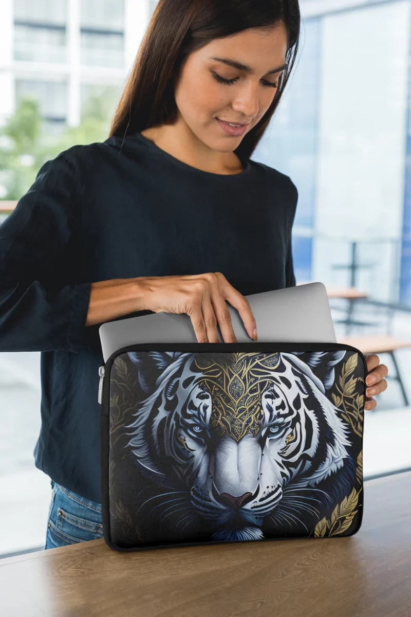 Regal White Tiger with Golden Crown Laptop Sleeve 1
