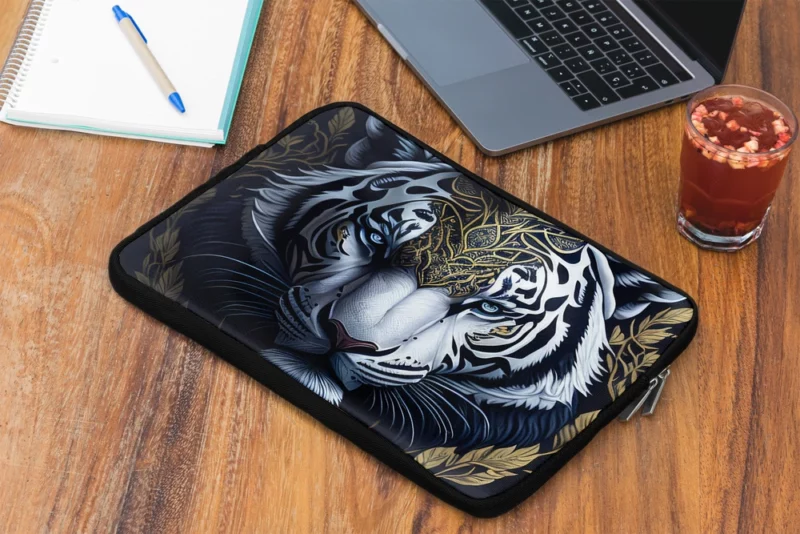 Regal White Tiger with Golden Crown Laptop Sleeve 2