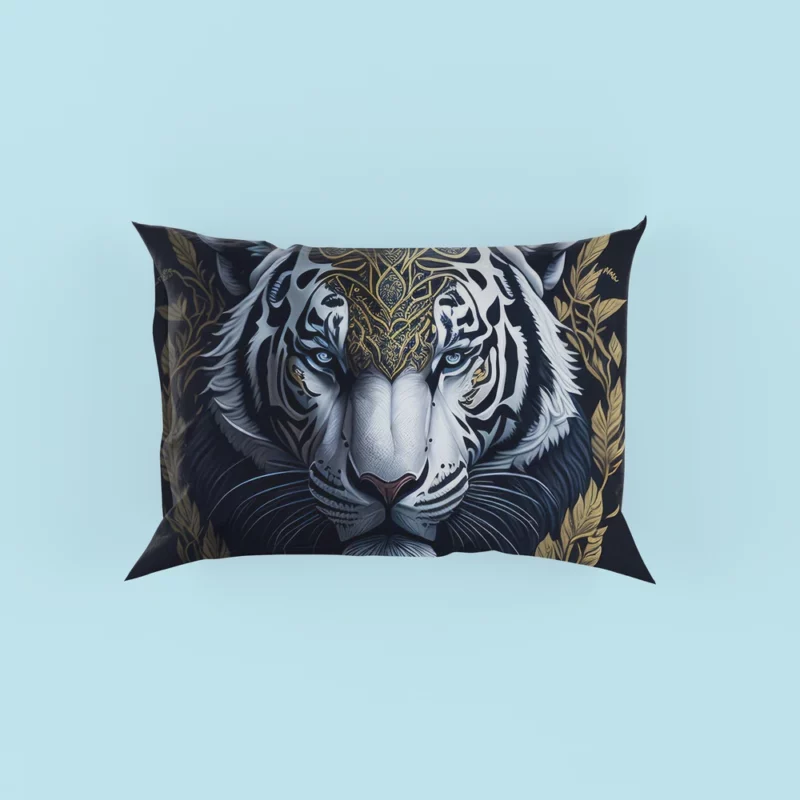 Regal White Tiger with Golden Crown Pillow Cases