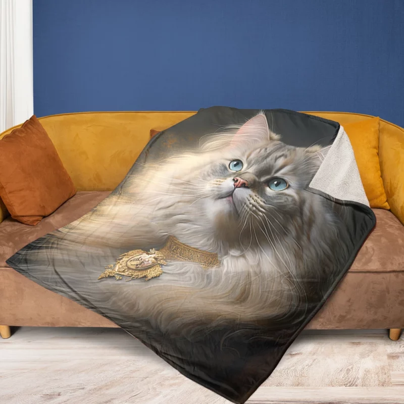 Regal and Splendid Cat Portrait Fleece Blanket 1