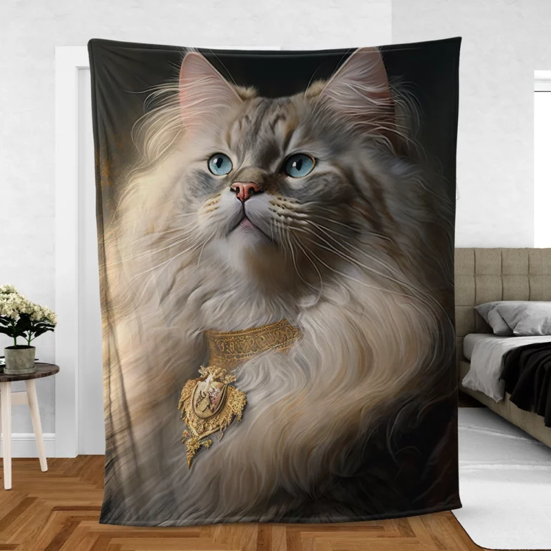 Regal and Splendid Cat Portrait Fleece Blanket